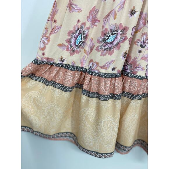 Japna Womens Pink Floral Patterned Flutter Sleeve Dress NEW XS - Picture 6 of 10